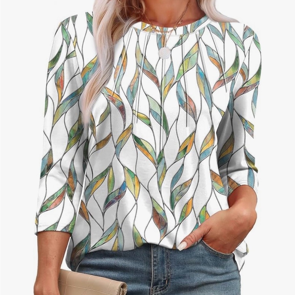 Leaf Patterned Women's Top
